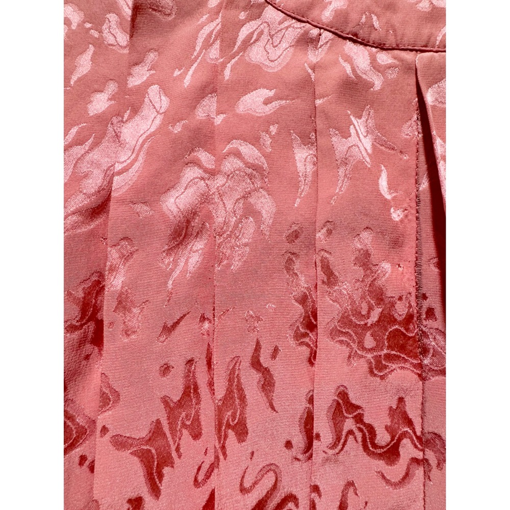 Argenti Petites Vintage 100% Silk Jacquard Pleated Blouse Coral Pink Size 10 - Picture 4 of 6
